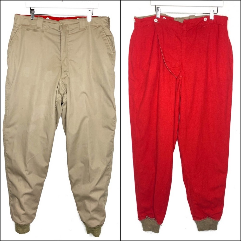 Vintage LL Bean Hunting Trousers Lined Wool Pants Tapered Leg Heavyweight 50s